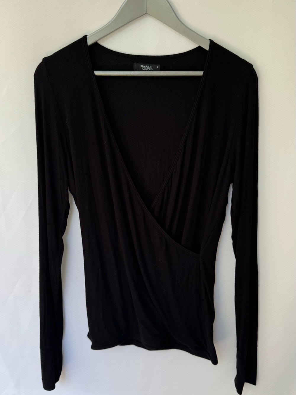 Michael Lauren - Black Wrap-Style Long Sleeve Top